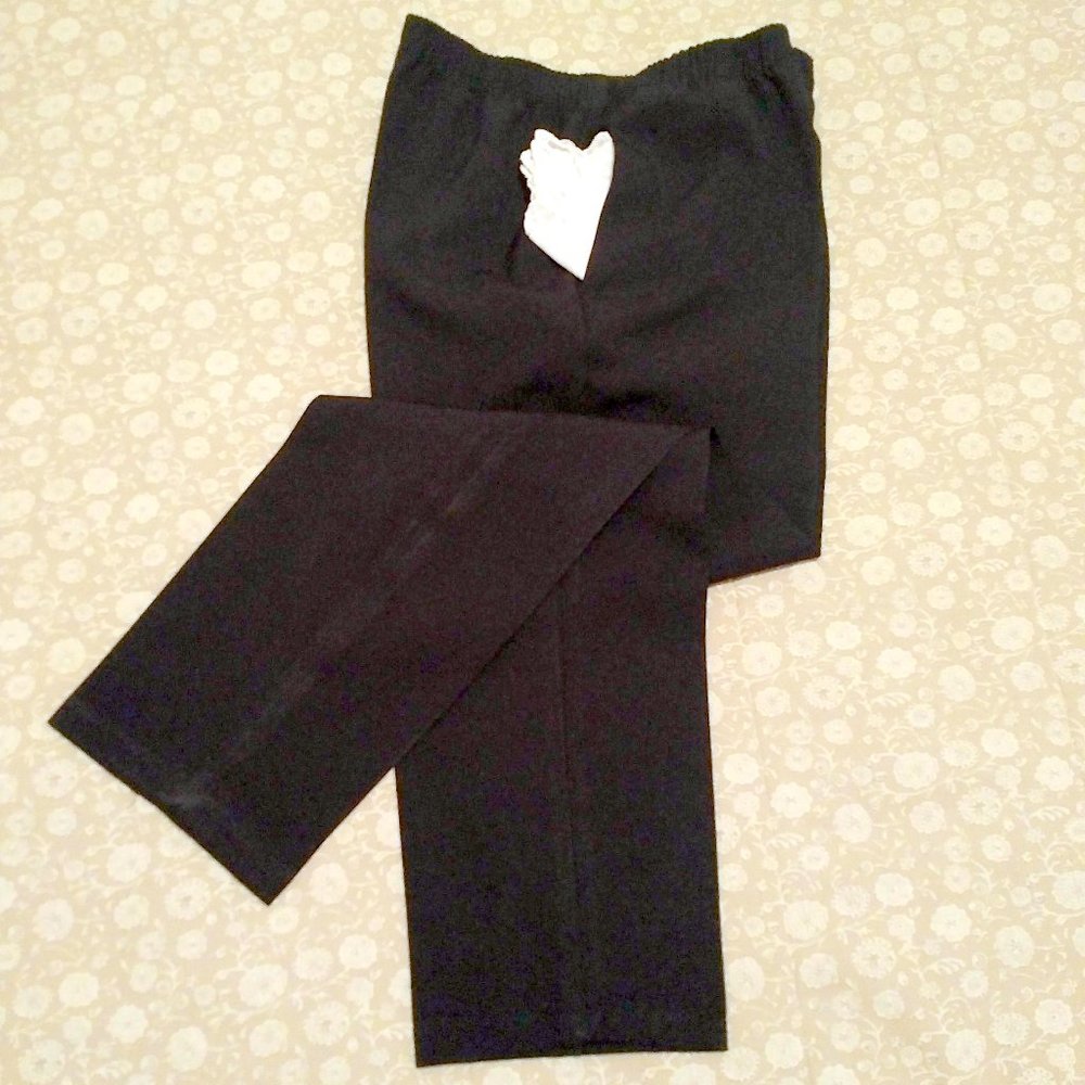 Judy Logan Black Pants, Pull-Up, Elastic Waist, Pockets, Petite M/L